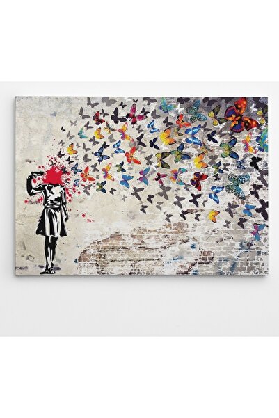 OEM Tablou decorativ Re-Bloom, model fluture, lemn/pânză, multicolor, 50 x 70 cm