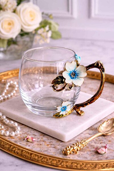 ROSSEV Decorative Glass Mug Flore Spring-Metal Handle 200ml