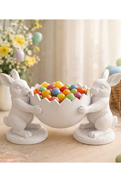 TASARIMÜRÜNLER Star3dStore-İkili Tavşan Şekerlik - Dekoratif Paskalya Gondol ...