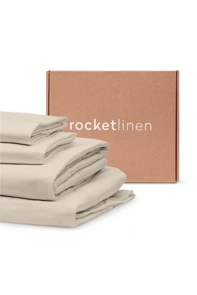 RocketLinen Beige 400 Thread Count Twin/Single Bed or Kids Bed 3 Piece Sheet Set