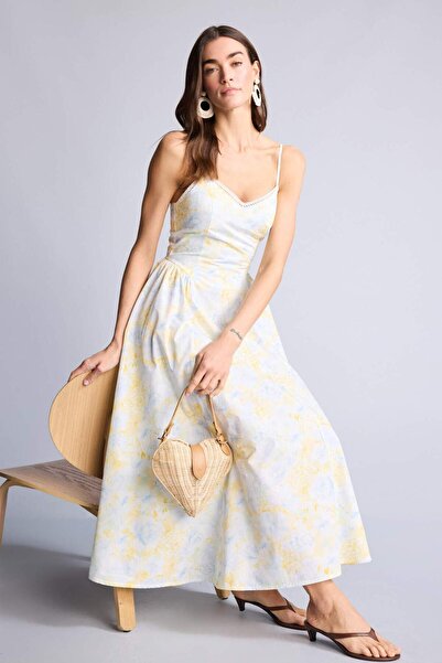 DeFacto Φόρεμα μίντι με τιράντες από ποπλίνα με στάμπα καρδιές H3436AX26SM