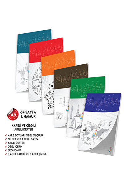 İnformal Yayınları Çizgili ve Kareli Not Defteri 64 Sayfa Akıllı Defter Seti ...