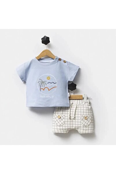 Valia Baby Palm Tree Detailed Baby Boy Summer Shorts 2-Piece Set