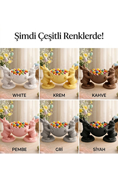 TASARIMÜRÜNLER Star3dStore-İkili Tavşan Şekerlik - Dekoratif Paskalya Gondol ...