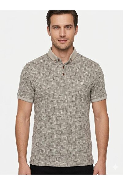 Polo Yaka Slim Fit Desenli Pamuklu Polo Yaka Tişört