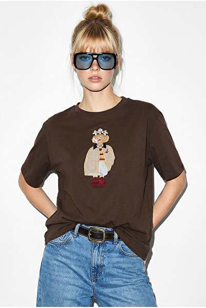 Bianco Lucci Γυναικείο μπλουζάκι με κέντημα σκύλου και πέτρες, άνετη εφαρμογή...