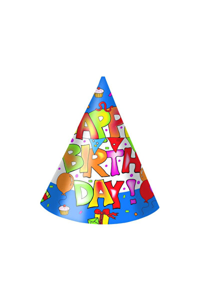 Procos Σετ 6 κράνη πάρτι Kokliko Happy Birthday, 17,5 εκ. Λευκά