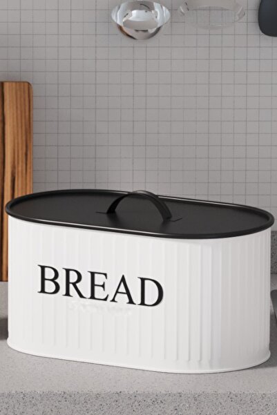 hemlife Metal Kapaklı Lüx Modern 32 cm Büyük Boy Metal Ekmeklik, Beyaz Ekmek ...