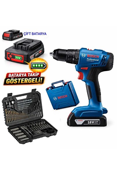 Bosch Gsb 183 Li 2 Ah Takip Göstergeli Çift Batarya ve V-Line 103 Parça Delme...