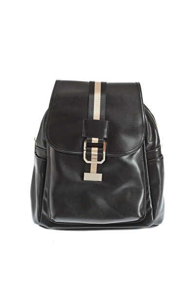 Meli Melo Paris Black eco-leather backpack with multiple pockets