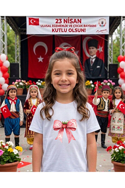 LORVEX Μπλουζάκι με θέμα την 23η Απριλίου με ροζ και φράουλα κορδέλα με στάμπ...