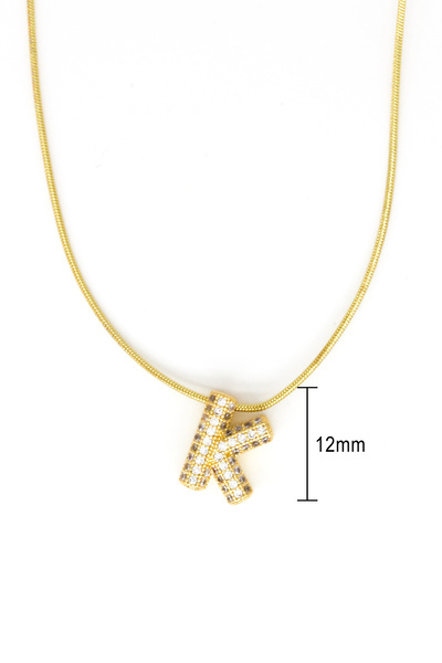 Nearsis Steel Zircon Stone K Letter Necklace