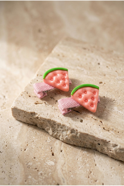 Katia&Bony Σετ 2 ροζ αγκράφες με αξεσουάρ καρπούζι