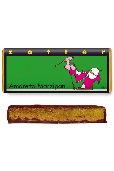 ZOTTER CHOCOLATE Βιολογική + σοκολάτα ευφυΐας με αμαρέτο και μαρζιπάν, 70γρ Z...