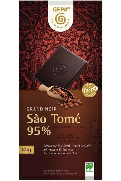 Gepa Βιολογική σοκολάτα αμαρούιε με 95% κακάο Σάο Τομέ, 80γρ.