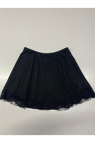 Pitti Girl's Black Pleated Lace Skirt 92005
