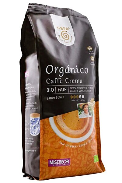 Gepa Organico βιολογικοί κόκκοι καφέ, Caffe crema, 500γρ.