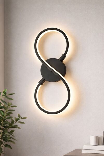 Ömür Avize Endless Black Casing White Led Wall Light