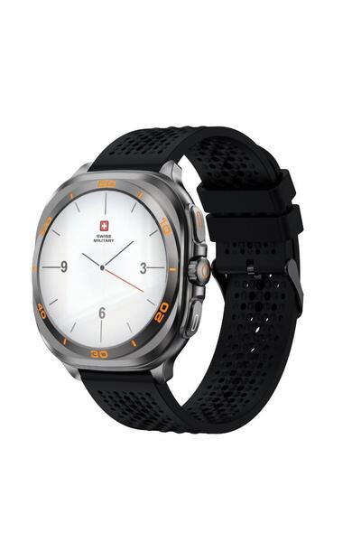 Swiss Military Dom 7 Silver Metal Frame Black Silicon Strap