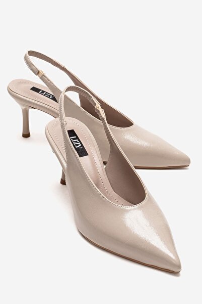 Lizy Shoes Γυναικεία Μπεζ παπούτσια με μυτερή μύτη και τακούνι 6 εκ. Λεπτό τα...