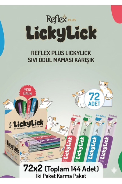 Reflex Plus Licky Lick Karma Paket Sıvı Kedi Ödülü 144'lü (2 Kutu x 72)