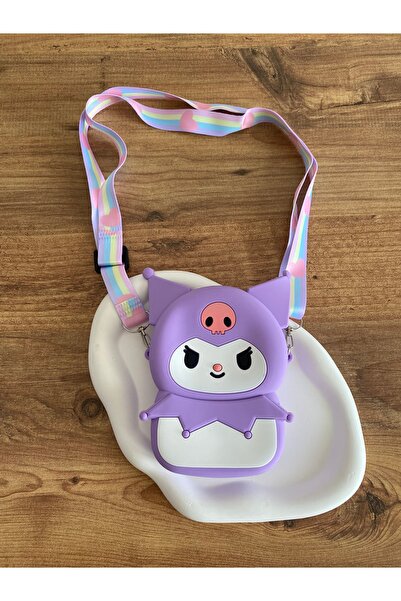 BEBESİS Mor renk Kedi kulak Kuromi model çocuk çanta (En 10cm Boy 15cm )
