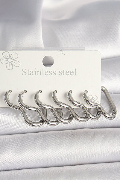 Nehir Stylish 316L Steel Silver Color Heart Model Women's Earring Set Teacher...