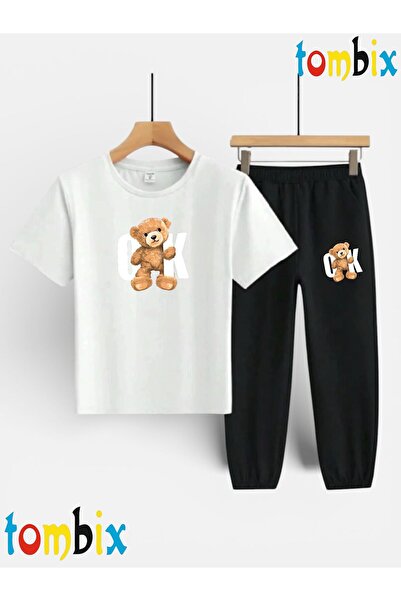 tombix SET PENTRU COPII: TRICOU IMPRIMAT OKAYI, PANTALONI DE TRENING (CU BORS...