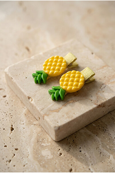 Katia&Bony Σετ 2 κίτρινες αγκράφες με αξεσουάρ ανανά