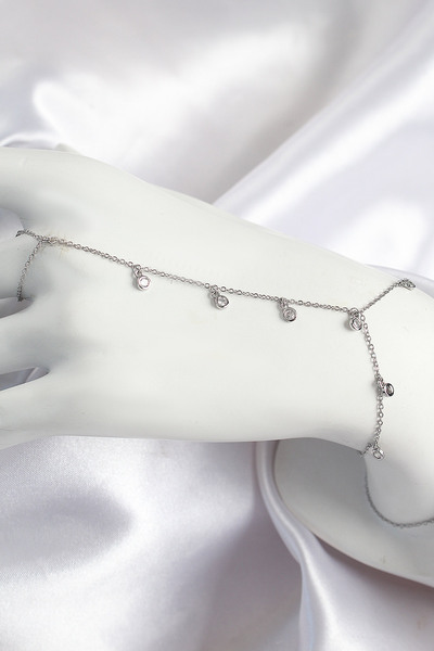 Nehir Stylish Brass Zircon Stone Dangle Model Silver Color Women's Shahmeran ...