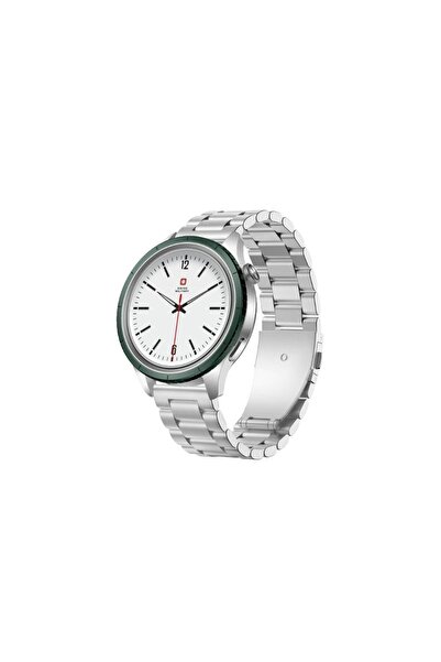 Swiss Military Smartwatch Silver Frame, Silver Steel Strap Green Ring + Green...