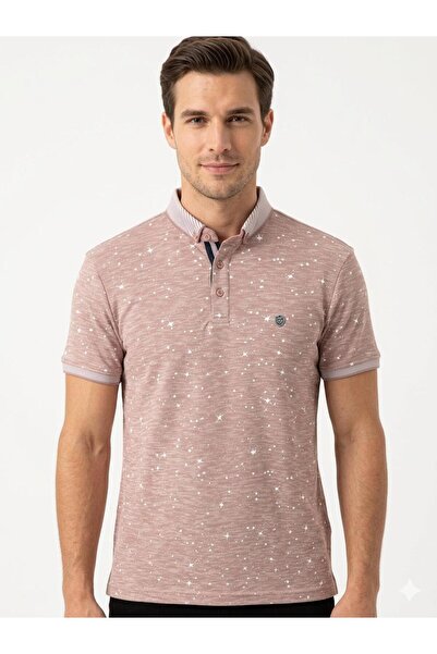 MODA GERACE Polo Yaka Slim Fit Desenli Pamuklu Polo Yaka Tişört