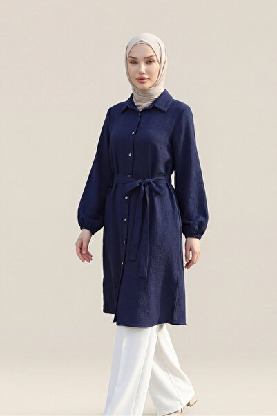 HİJABAYA Μακρύ τουνίκ από μουσελίνα με ελαστικό μανίκι και κορδόνι στη μέση