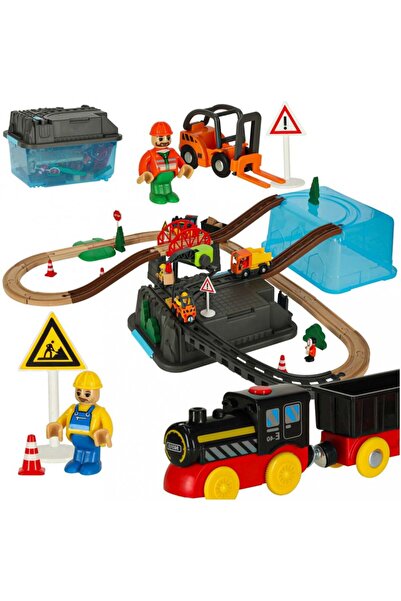 Ikonka Set de joaca trenulet cu circuit, cu pana la 55 elemente in cutie de d...