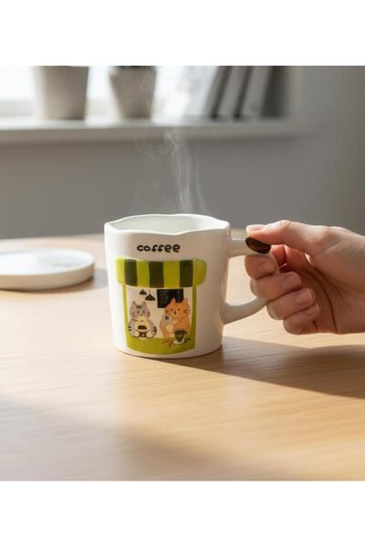Onedekor Tekli Couple Cat Porselen Kupa