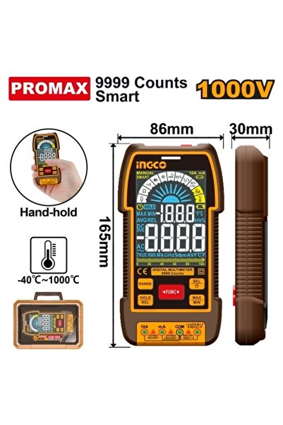 Ingco Ψηφιακό Πολύμετρο 1000 V Βιομηχανικό 9999 Μετρήσεις DM 110004