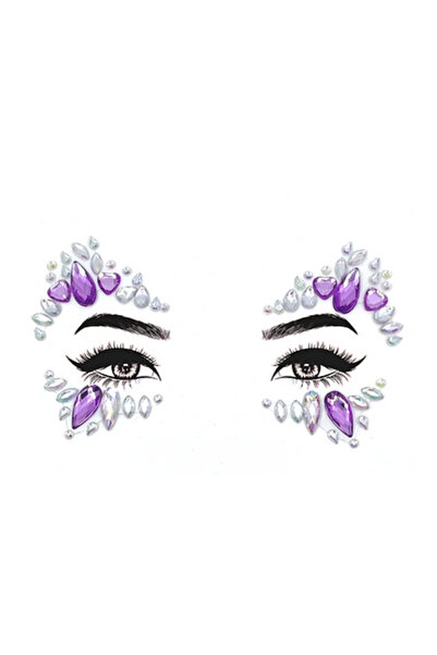 Le Mabelle Lila Kalp ve Zümrüt Desenli Kız Çocuk Yüz Sticker