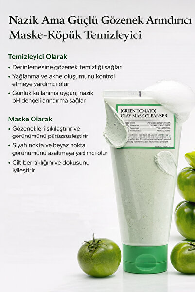 FULLY Green Tomato Clay Mask Cleanser - Yeşil Domates Kil Maskesi & Gözenek Arındırıcı Temizleyici