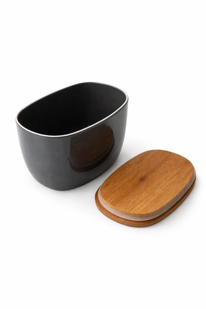 Siliconly 3-Piece Vacuum Storage Container with Wooden Lid, Multi-Purpose Spice Jar Set, 800 ml