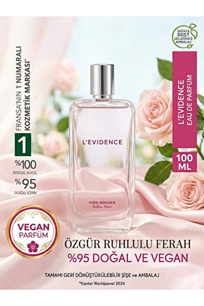 Yves Rocher Kadın Parfüm EDP Şeftali Çiçeksi Ferah Vegan kalıcı Koku 100 ml