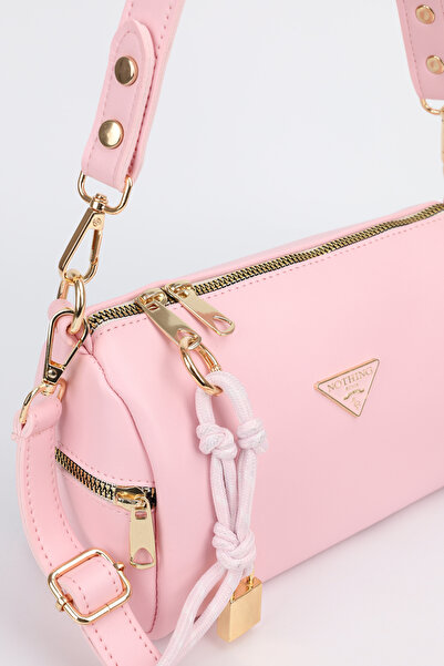NOTHING Kadın Sakura Pembe Deri Kilit Charm Detaylı El Omuz ve Çapraz Çanta Alice