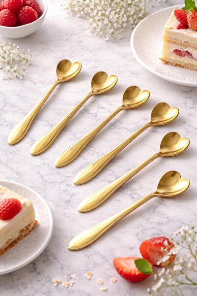 Qerhome Set of 6 Elegance Series Tea & Coffee Spoons Gold Velvet Model