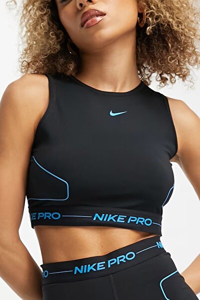 Nike Pro Training Combat Gear Dri Fit Tank Top Kadın Crop Body Spor Atlet Siyah