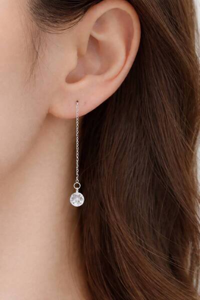 Minne Jewelry-Accessory Chain Dangle Earrings Steel - Dangle Earrings with Beaded Detail - Steel Dangle Earrings