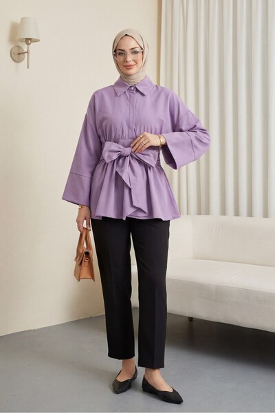 HİJABAYA Τουνίκ από ποπλίνα με κορσάζ στη μέση, κρυφές τσέπες και ζώνη