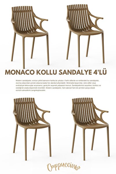 Empressco MONAKO KOLLU LÜX CAFE & RESTAURANT SANDALYESİ 4 Lü Set