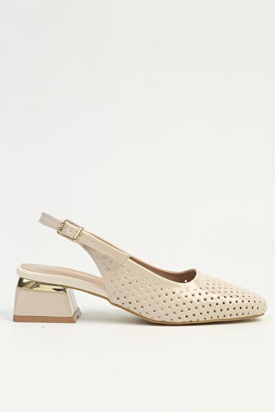 Pierre Cardin Μπεζ λουστρίνι γυναικεία παπούτσια με τακούνι PC-55797