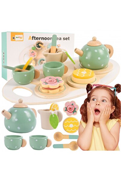 MalPlay Malplay Children's Tea Service Set, made of wood, with serving tray a...