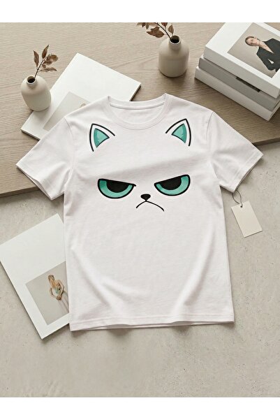 NİCE Καλοκαιρινό Unisex Αστείο Μπλουζάκι με Θυμωμένο Πρόσωπο