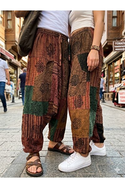 AYASOFYA OTANTIK Unisex Νεπαλέζικο καφέ έθνικ αυθεντικό φαρδύ μποέμ σαλβάρι μ...